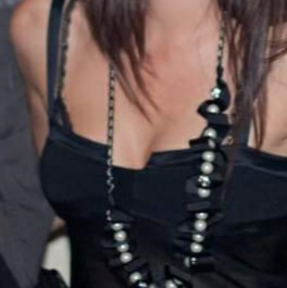 Betsey Johnson Faux Pearl Black Ribbon Necklace - Picture 7 of 9